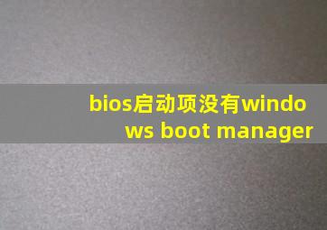 bios启动项没有windows boot manager